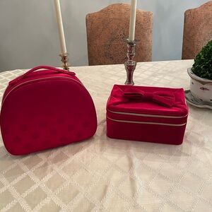 SOLD-Estee Lauder Red Cosmetic Bags Set